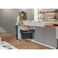 Hailo Tandem Inbouwprullenbak - 2x14L - zwart Discount