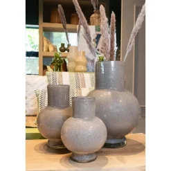 Hakbijl Glass Bloemenvaas Deborah - grijs - glas - D20 x H 26 cm Sale