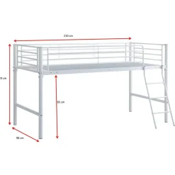 Emob Exclusive Halfhoogslaper Julie 90x200cm - metaal - mat wit Outlet