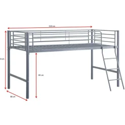 Emob Exclusive Halfhoogslaper Julie 90x200cm - metaal - mat grijs Sale