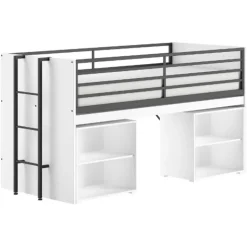 Vipack Halfhoogslaper Sammie 90x200cm - met bureau en boekenrekjes - wit Best
