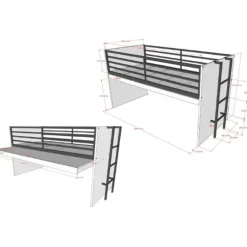 Vipack Halfhoogslaper Sammie 90x200cm - met bureau en boekenrekjes - wit Best