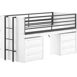 Vipack Halfhoogslaper Sammie 90x200cm - met bureau en ladekasten - wit Online