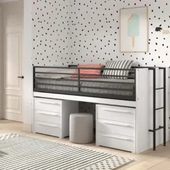 Vipack Halfhoogslaper Sammie 90x200cm - met bureau en ladekasten - wit Online