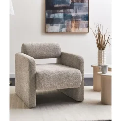 Beliani HALLSBERG - Fauteuil - Taupe - Bouclé