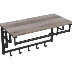 Merkloos Hangende Kapstok met Plank, 5 haken - Grijs zwart Clearance