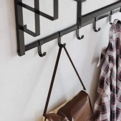 Merkloos Hangende Kapstok met Plank, 5 haken - Grijs zwart Clearance