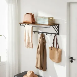 Merkloos Hangende Kapstok met Plank - Bruin Zwart Sale