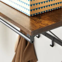 Merkloos Hangende Kapstok met Plank - Bruin Zwart Sale