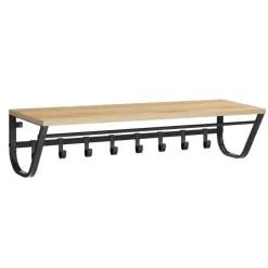 Merkloos Hangende Kapstok voor Muur of Wand - 8 Haken en 1 Bar - 90 cm Lang - Lichte Eik Hot