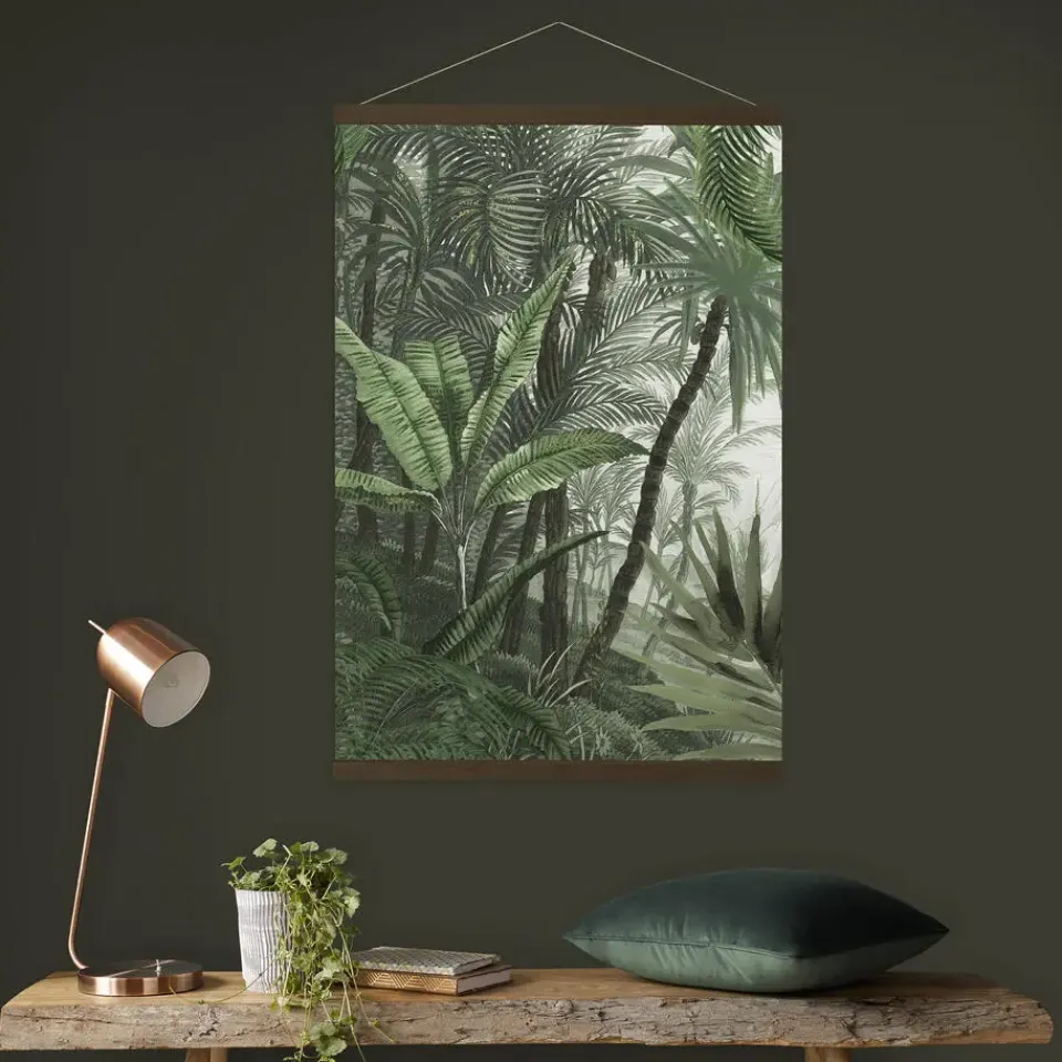 Art for the Home Hangende Poster Linnen - Jungle Landschap Groen