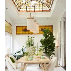 Light & Living Hanglamp Dania - Naturel/Crème - 90x22x32cm - 3L Clearance