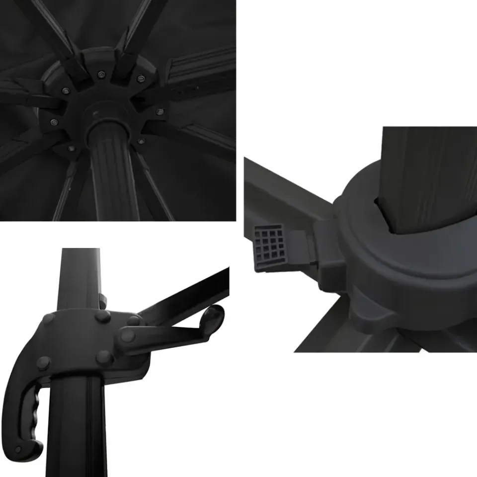 Happy Garden Parasol MOLOKAI - Zwart - Aluminium New