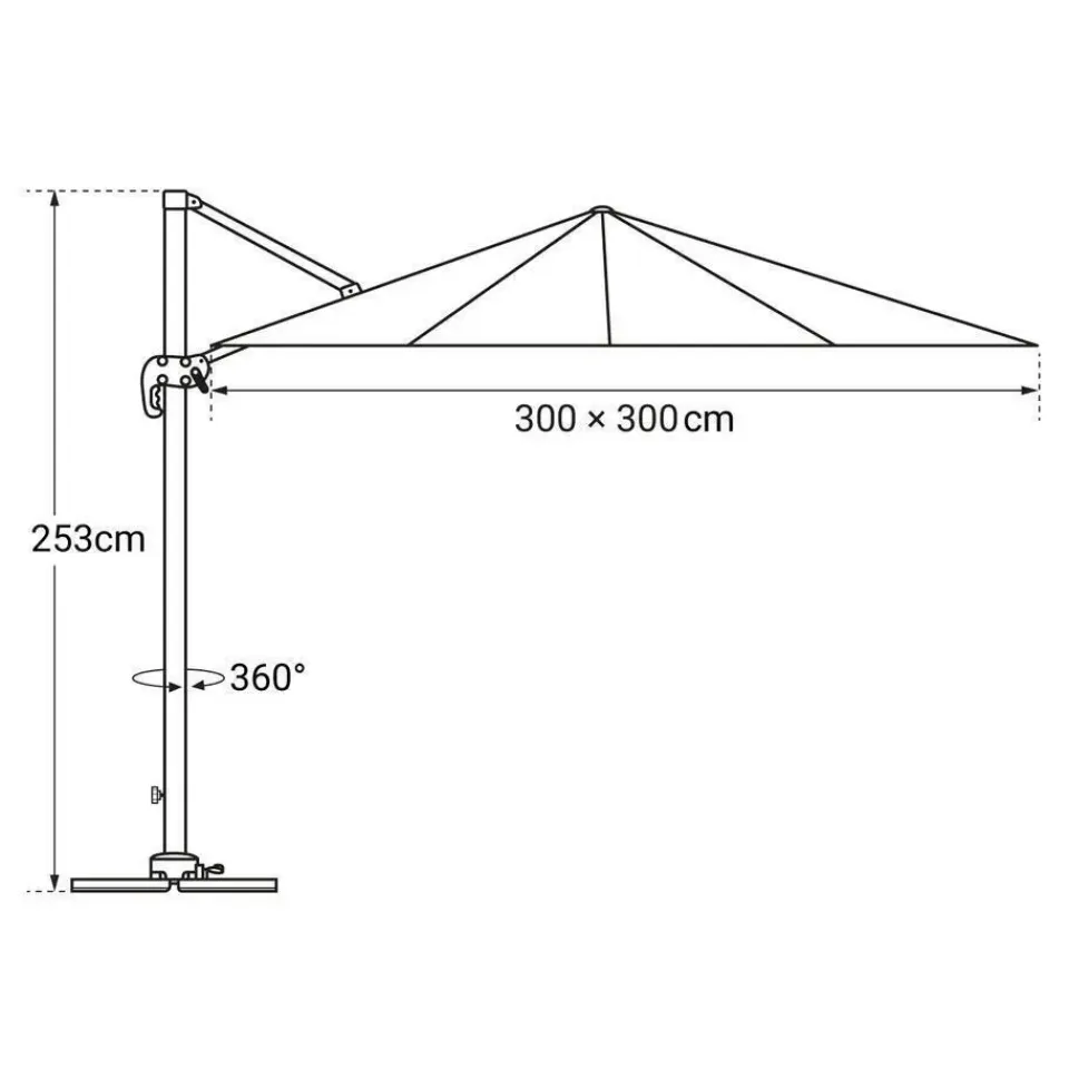 Happy Garden Parasol MOLOKAI - Zwart - Aluminium New