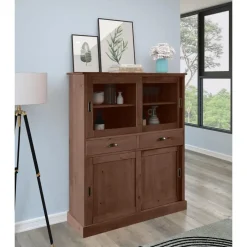 Loft24 Harry - Kast met 2 glazen deuren en 2 deuren bruin grenen Best