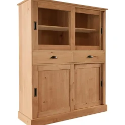 Loft24 Harry - Kast met 2 glazen deuren en 2 deuren natuurlijk grenen Outlet