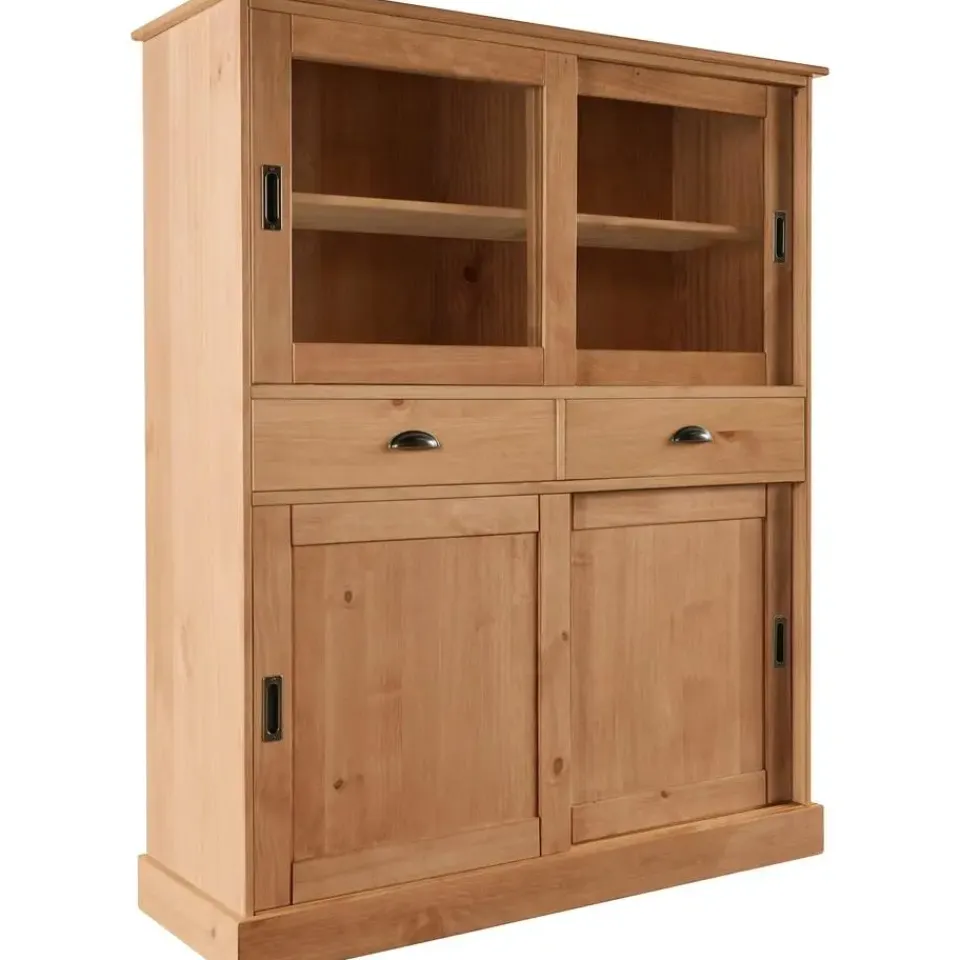 Loft24 Harry - Kast met 2 glazen deuren en 2 deuren natuurlijk grenen Outlet