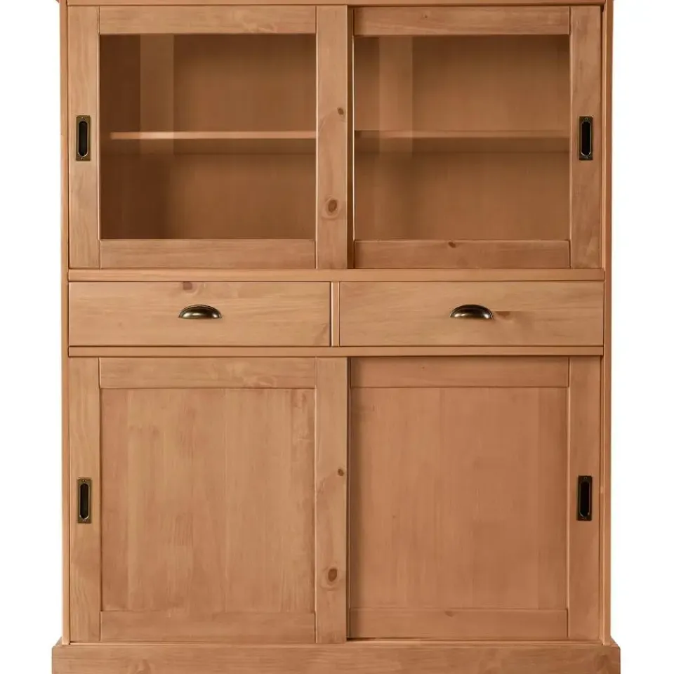 Loft24 Harry - Kast met 2 glazen deuren en 2 deuren natuurlijk grenen Outlet