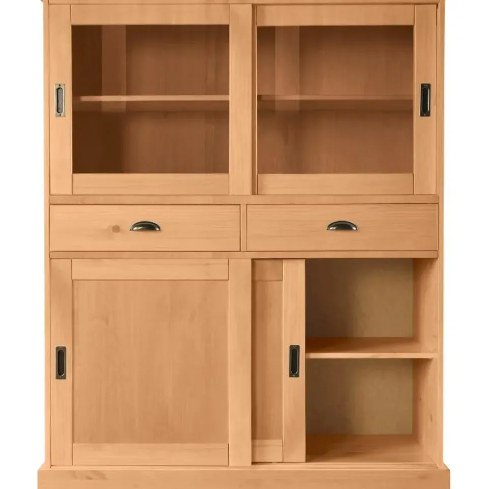 Loft24 Harry - Kast met 2 glazen deuren en 2 deuren natuurlijk grenen Outlet