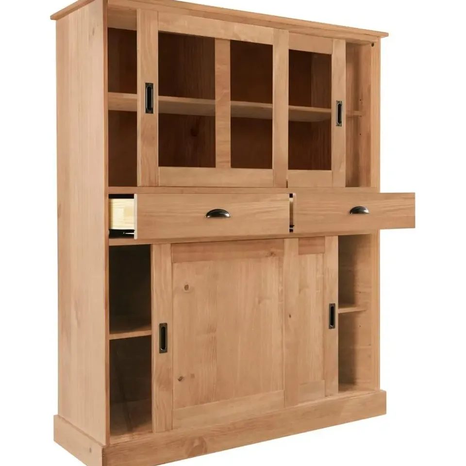 Loft24 Harry - Kast met 2 glazen deuren en 2 deuren natuurlijk grenen Outlet