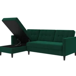 Dorel Home Hartford - 3-zits hoekslaapbank in donkergroen stof Best