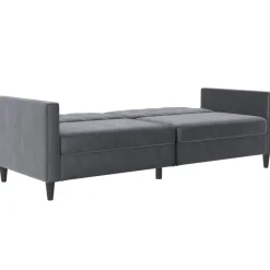 Dorel Home Hartford - 3-zits slaapbank in antraciet fluweel Clearance