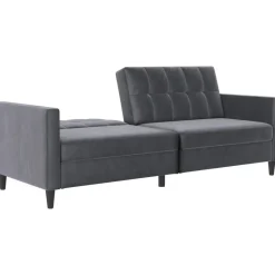 Dorel Home Hartford - 3-zits slaapbank in antraciet fluweel Clearance