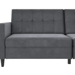 Dorel Home Hartford - 3-zits slaapbank in antraciet fluweel Clearance