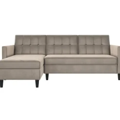 Dorel Home Hartford - 3-zits slaapbank in taupe fluweel Clearance