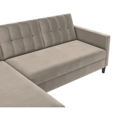 Dorel Home Hartford - 3-zits slaapbank in taupe fluweel Clearance