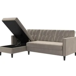 Dorel Home Hartford - 3-zits slaapbank in taupe fluweel Clearance