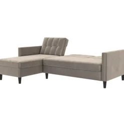 Dorel Home Hartford - 3-zits slaapbank in taupe fluweel Clearance