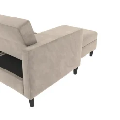 Dorel Home Hartford - 3-zits slaapbank in taupe fluweel Clearance