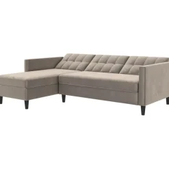 Dorel Home Hartford - 3-zits slaapbank in taupe fluweel Clearance