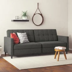 Dorel Home Hartford - 3-zits slaapbank in antraciet stof Clearance