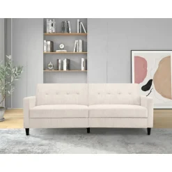 Dorel Home Hartford II - 3-zits slaapbank in crèmekleurige stof Clearance