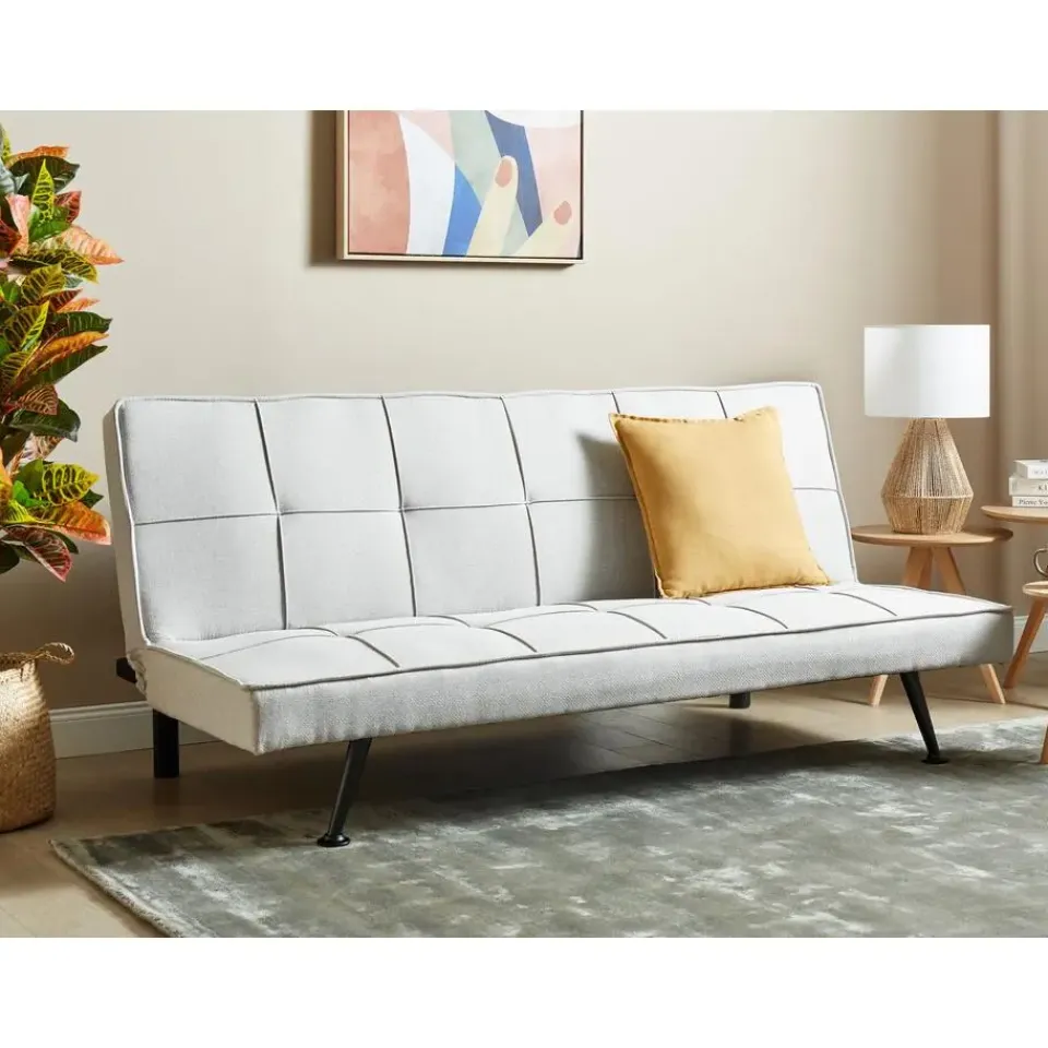 Beliani HASLE - Slaapbank 3-zits - Lichtgrijs - Polyester Discount