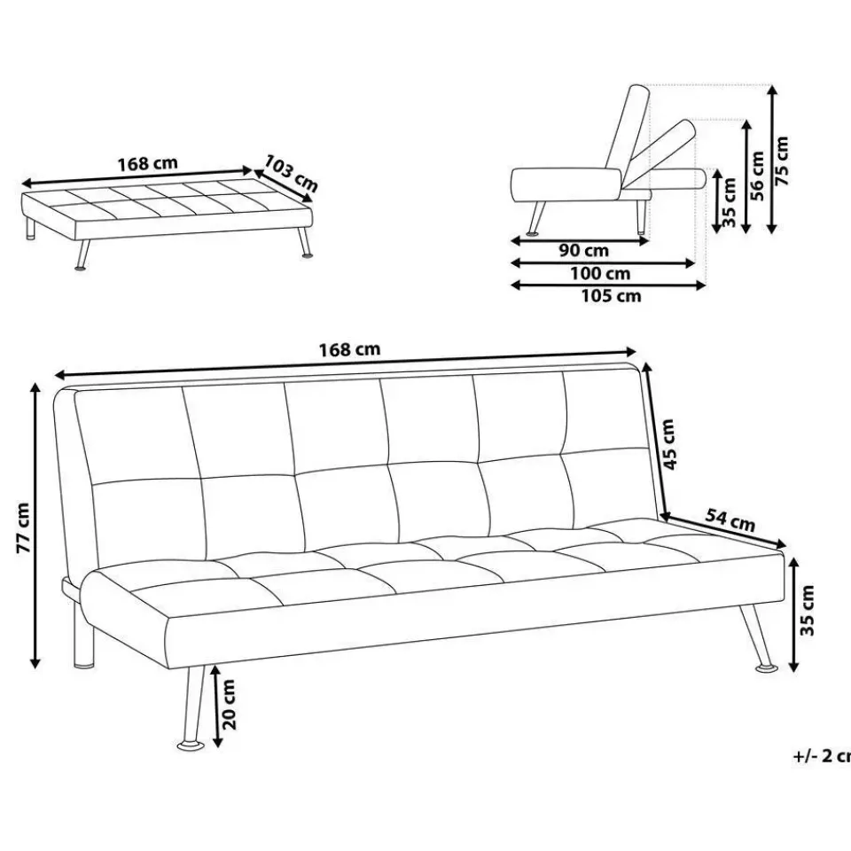 Beliani HASLE - Slaapbank 3-zits - Lichtgrijs - Polyester Discount
