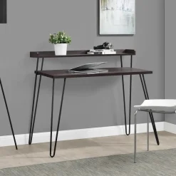 Dorel Home Haven - Bureau in donkerbruin met metalen poten Clearance