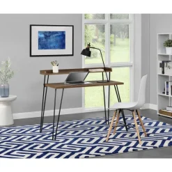 Dorel Home Haven - Bureau in walnoot look met metalen poten Hot