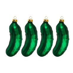 Merkloos HI Kersthangers - augurken - 4x stuks - glas - 9 cm Outlet