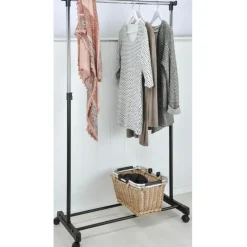 HI mobiel kledingrek - verstelbaar - op wielen - zwart - 160 cm New