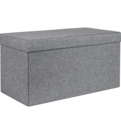 HI poef/hocker/opbergbox - grijs - mdf - 76 x 38 cm Outlet