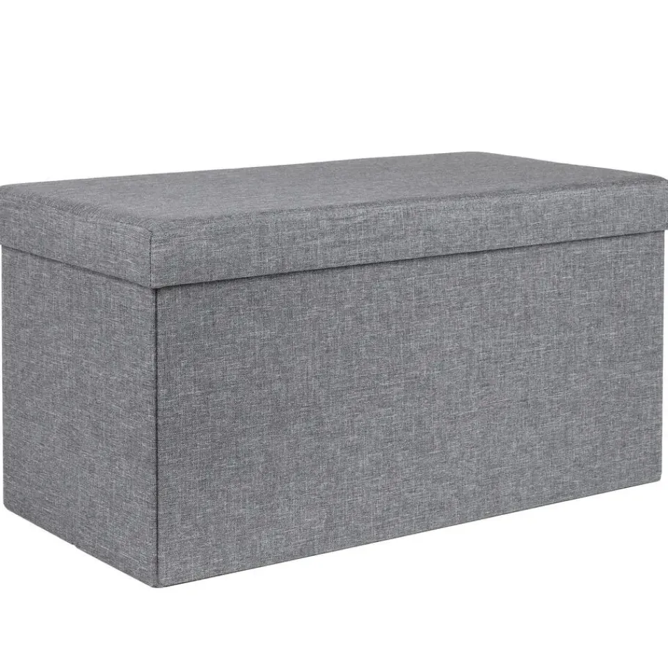 HI poef/hocker/opbergbox - grijs - mdf - 76 x 38 cm Outlet