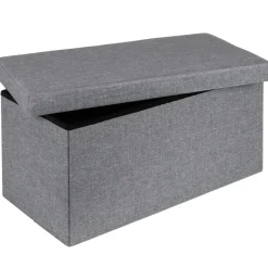 HI poef/hocker/opbergbox - grijs - mdf - 76 x 38 cm Outlet