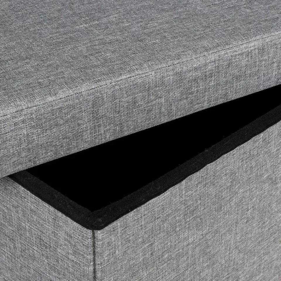 HI poef/hocker/opbergbox - grijs - mdf - 76 x 38 cm Outlet