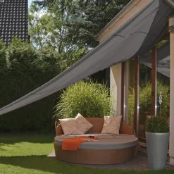 HI schaduwdoek/zonnescherm driehoek - grijs - 5 x 5 x 5 m Outlet