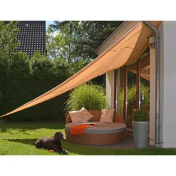 HI schaduwdoek/zonnescherm driehoek - waterdicht - geel - 5 x 5 x 5 m Online