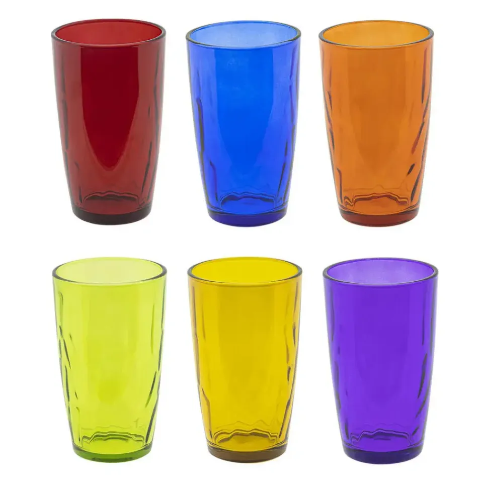 HI Waterglazen/drinkglazen - 6x - kleurenmix - 320 ml Sale