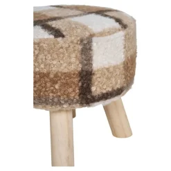 Hioshop Aberdeen Poef Ø31cm bruin Clearance